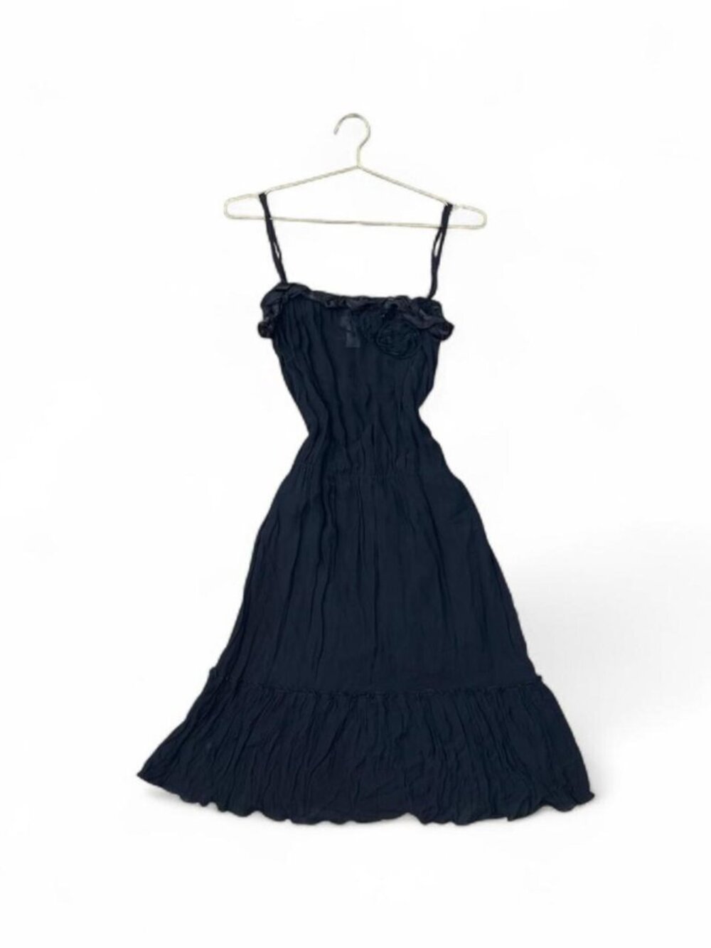Moschino Cheap and Chic Black Crinkle Rayon Slip Dress US 8